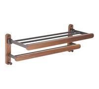 Towel Rack Bathroom Pendant Set Walnut No-Punch Bathroom Towel Rack for Bathroom, Hotel (Black 60x21x20cm)