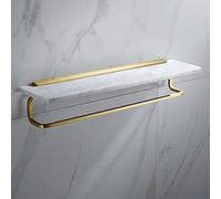 Towel Rack Light Natural Marble Space Aluminum Brushed Gold Towel Bar Rail Rack, Toilet Brush Holder, Paper Holder, Hardware Set Bathroom Hardware/50Cm Shelf with Rod