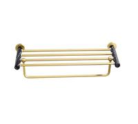 Towel Rack Towel Rail Black Marble Towel Rack Brushed Gold Space Aluminum Towel Holder Bathroom Wall Mounted Double Towel Bar Storage Shelf Towel Bar Towel Holder/61Cm