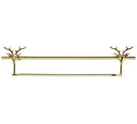 Towel Rack Towel Rail Creative Deer Head Stowel Rack High-Grade Copper Towel Rail Wall Mounted Towel Rack Bathroom Hotel Supplies Towel Bar Towel Holder/A-Gold/Double Bar