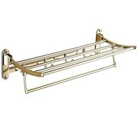 Towel Rack Towel Rail European Style Foldable Towel Rack with Hooks Electroplated Zinc Alloy Wall-Mounted Towel Holder Bath Towel Rail Stand Towel Bar Towel Holder/A-Gold/60Cm