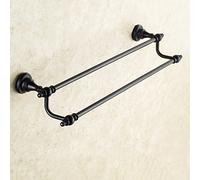 Towel Rack, Wall-Mounted Towel Rail, Bathroom Lavatory Towel Rack Towel Shelf,Brass, Black, Double Rod/70Cm
