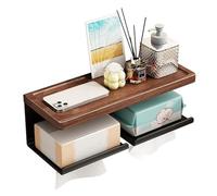 Towel Rack Wood Paper Towel Holder No Punch Bathroom Paper Towel Holder for Bathroom, Hotel (Walnut 38x12x11.5cm)