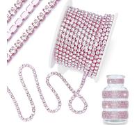 Towenm 1 rollo de cadena de diamantes de imitación de 10 yardas, rollo de cadena de diamantes de imitación de cristal de 3 mm, borde de cadena de cristal para coser, cadena de copa de garra de cristal