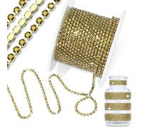 Towenm 1 rollo de cadena de diamantes de imitación de 10 yardas, rollo de cadena de diamantes de imitación de cristal de 2 mm, borde de cadena de cristal para coser, cadena de copa de garra de cristal