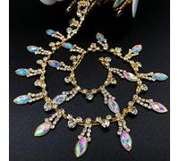 Towenm Cadena de borla de diamantes de imitación de 1 yarda, aplique de cadena con cierre de cristal, para costura, manualidades, boda, novia, fiesta, Navidad, decoración de bricolaje (dorado, 1 yarda