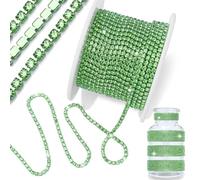 Towenm Cadena de diamantes de imitación de 10 yardas, cristal de 2 mm, cadena cerrada, para coser, verde/peridoto, SS6/2 mm
