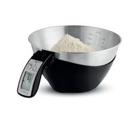 Tower Báscula digital 3 en 1, cuenco de acero inoxidable de 1,5 L, precisión de 1 g, añade y pesa para ingredientes húmedos y secos, modos de peso/volumen convertibles, capacidad de 5 kg, negro