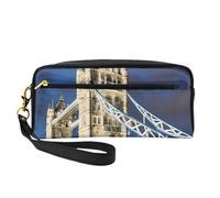 Tower Bridge In London - Bolsa de cosméticos con estampado de Londres, bolsa de cosméticos portátil, bolsa de aseo de viaje con cremallera, bolsa de maquillaje de viaje, color negro, talla única,