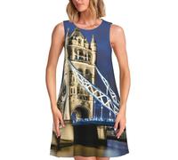 Tower Bridge in London - Vestido sin mangas para mujer, elegante vestido de verano sin mangas, cómodo vestido casual, Negro -, 3X-Large-4X-Large