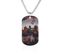 Tower Bridge The Sunset London England UK - Collar ajustable de acero de titanio para mujeres y hombres, 23.6in（60cm）, Acero de titanio