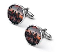 Tower Bridge The Sunset London England UK - Gemelos de moda para hombre, camisas clásicas, juego de gemelos para bodas y negocios, 2.0cm, Metal, No es una piedra preciosa