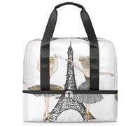 Tower Eiffel Ballet Girls Sports Duffle Bag for Women Men Boys Kirls Weekend Overnight Bags Wet Seperated 21L Tote Bag for Travel Gym Yoga, color, 21L, Organizador de bolsas