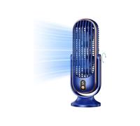Tower fan, portable table fan with 5 speeds, dual air circulation, quiet for home and office, blue