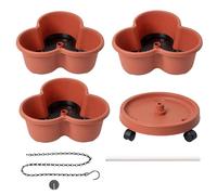 Tower Planter - Tier Planter | 3-Tier Vertical Planters | Stackable Planters Set, Three-Petal Pots with Removable Tray, Wheels, for Strawberries Flowers Herbs Vegetables, 31.5x13.5cm