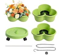 Tower Planter - Tier Planter | 3-Tier Vertical Planters | Stackable Planters Set, Three-Petal Pots with Removable Tray, Wheels, for Strawberries Flowers Herbs Vegetables, 31.5x13.5cm