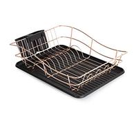 Tower Escurridor para Platos con Bandeja y 2 Soportes extraíbles para Cubiertos, Acero Inoxidable, Oro Rosa, L