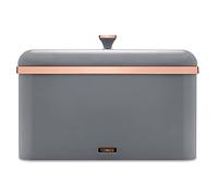 Tower T826130GRY Cavaletto-Panera de Acero al Carbono Duradero, Gris con Detalles de Oro Rosa, Bread Bin