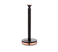 Tower T826133BLK Cavaletto-Portarrollos de Cocina, Negro con Detalles de Oro Rosa, Madera, Towel Pole