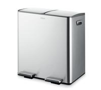 Tower T838022SS - Cubo de basura con pedal de reciclaje, dos compartimentos de 20L con cubos interiores extraíbles, cuerpo de acero al carbono, 40L, acero inoxidable
