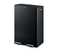 Tower T838023BLK - Cubo de basura con pedal de reciclaje, dos compartimentos de 30 litros con cubos interiores extraíbles, cuerpo de acero al carbono, 60 L, color negro