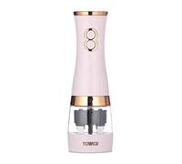 Tower T847004PNK Molinillos eléctricos de sal y pimienta, funciona con pilas, con molinillos de cerámica ajustables, color rosa y oro rosa