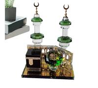 Tower Table Decoration - Miniature Model Ornaments for Display | Titanium Crystal with Gilded 3D Engravings & Color Plated Finish for Desks, Bedside Tables, Shelves and Offices