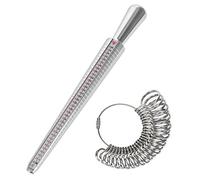 Towinle Baguier Calibrador de 41 a 76 Medición de Tamaño de Dedo Medidor de Anillos Herramienta de Anillo con 3 Escalas de Medición (eu, us, uk), Aluminio