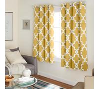 TOWN & COUNTRY EVERYDAY Exclusive Home Curtains Ironwork - Par de Paneles opacos Tejidos con Ojales Superiores, Color Amarillo, 52 x 63 Pulgadas, 2 Piezas