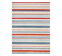 TOWN & COUNTRY EVERYDAY Rio - Alfombra Multicolor a Rayas para Interiores y Exteriores, Resistente a la decoloración UV, Pelo Alto-bajo, Rojo/Multicolor, 3'11"x5'5.1 cm