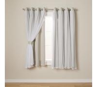TOWN & COUNTRY LUXE Catarina Par de Paneles de Cortinas Opacas y Transparentes con Ojales en la Parte Superior, Poliéster, Gris Nube, W 52" x L 63" (2 Panels), 2