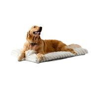 TOWN & COUNTRY LUXE CuddleTown - Cama acanalada para mascotas, funda lavable a máquina, suave y calmante, parte inferior antideslizante, color crema, grande 42 x 28 x 3 pulgadas