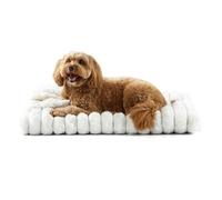 TOWN & COUNTRY LUXE CuddleTown - Cama acanalada para mascotas, funda lavable a máquina, suave y calmante, parte inferior antideslizante, color crema, tamaño pequeño, 30 x 21 x 3 pulgadas