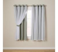 TOWN & COUNTRY LUXE, Exclusive Home Catarina, Par de Paneles de Cortinas Opacas para oscurecer y traslúcidas con Ojales en la Parte Superior, 132 x 160 cm, Gris Suave