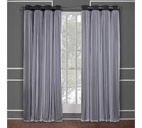 TOWN & COUNTRY LUXE Exclusive Home Curtains Catarina - Par de Cortinas Opacas y Ojales en la Parte Superior de 152 x 120 cm, Color Negro Perla