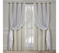 TOWN & COUNTRY LUXE Home Exclusive Catarina - Cortinas, Lisas, Opacas y Transparente, con Ojal Superior, poliéster, poliéster, Arena, 84 x 52 x 0.2 cm