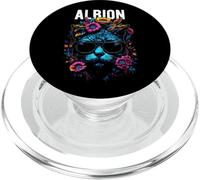 Town of Albion - Gato con Gafas de Sol y diseño de Flores PopSockets PopGrip para MagSafe