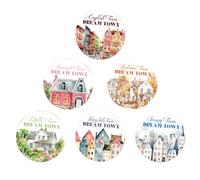 Town Scrapbook Stickers - Juego de 6 pegatinas de cinta estética, rollos adhesivos decorativos resistentes al agua, estilo de pueblo hecho a mano para artes, manualidades, diario, álbumes de recortes