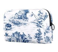 Town Village Sence - Bolsa de cosméticos para mujer, neceser de viaje, bolsa organizadora de maquillaje grande con cremallera, multicolor, 18.5x7.5x13cm/7.3x3x5.1in, Neceser