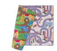Town y Granja - Alfombra de Juego para Niños, con Motivos de Calles y Dinosaurios, Fomenta la Creatividad y la Imaginación