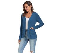 TownCat Cardigan Mujer Largo Abrir De Frente Abrigo Delgado con Bolsillos Casual Manga Larga Elegante Ligero Cómodo Clásico Color Sólido Marina S