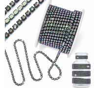 Townm - Cadena de diamantes de imitación - 1 rollo, 10 yardas, cadena de cierre de cristal de 3 mm, borde para coser, vitrail mediano