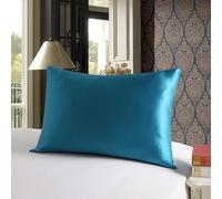 Townssilk Doble Cara 100% 19 mm Funda de Almohada de Seda Pura de moras para la Salud del Cabello y la Piel 1 Pieza de 40x80cm Funda de Almohada con Cremallera Oculta peacockblue