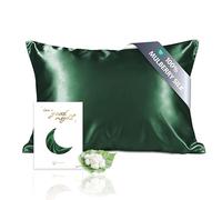 TOWNSSILK - Funda de Almohada 100% de Seda de Morera, cuida el Cabello y la Piel, Ambos Lados de Seda de 19 Momme, 1 Unidad,Emerald， 50 x 75 cm