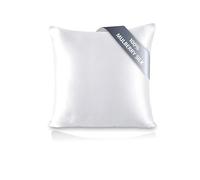 TOWNSSILK - Funda de Almohada 100% de Seda de Morera, cuida el Cabello y la Piel, Ambos Lados de Seda de 19 Momme, 1 Unidad,Blanco， 65 x 65 cm