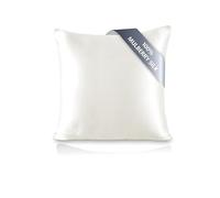 TOWNSSILK - Funda de Almohada 100% de Seda de Morera, cuida el Cabello y la Piel, Ambos Lados de Seda de 19 Momme, 1 Unidad,Naturalwhite， 65 x 65 cm