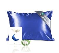 townssilk Funda de almohada de seda 100 % de 19 mommes, 50 x 75 cm, con cremallera oculta, azul real