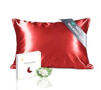 townssilk - Funda de almohada de seda de morera 100 % pura de 19 mommes, seda en ambos lados, para cabello y piel, salud, cremallera oculta, 1 pieza, 40 x 80 cm, color rojo