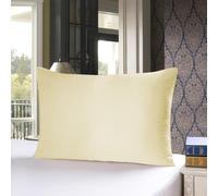 townssilk - Funda de almohada de seda de morera 100 % pura de 19 mommes, seda en ambos lados, para cabello y piel, salud, cremallera oculta, 1 pieza, 50 x 70 cm, color amarillo claro