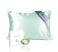 townssilk Funda de almohada de seda de morera 100 % pura de 19 mommes, seda en ambos lados, para cabello y piel, salud, cremallera oculta, 600 hilos, 1 pieza, 40 x 60 cm, verde claro